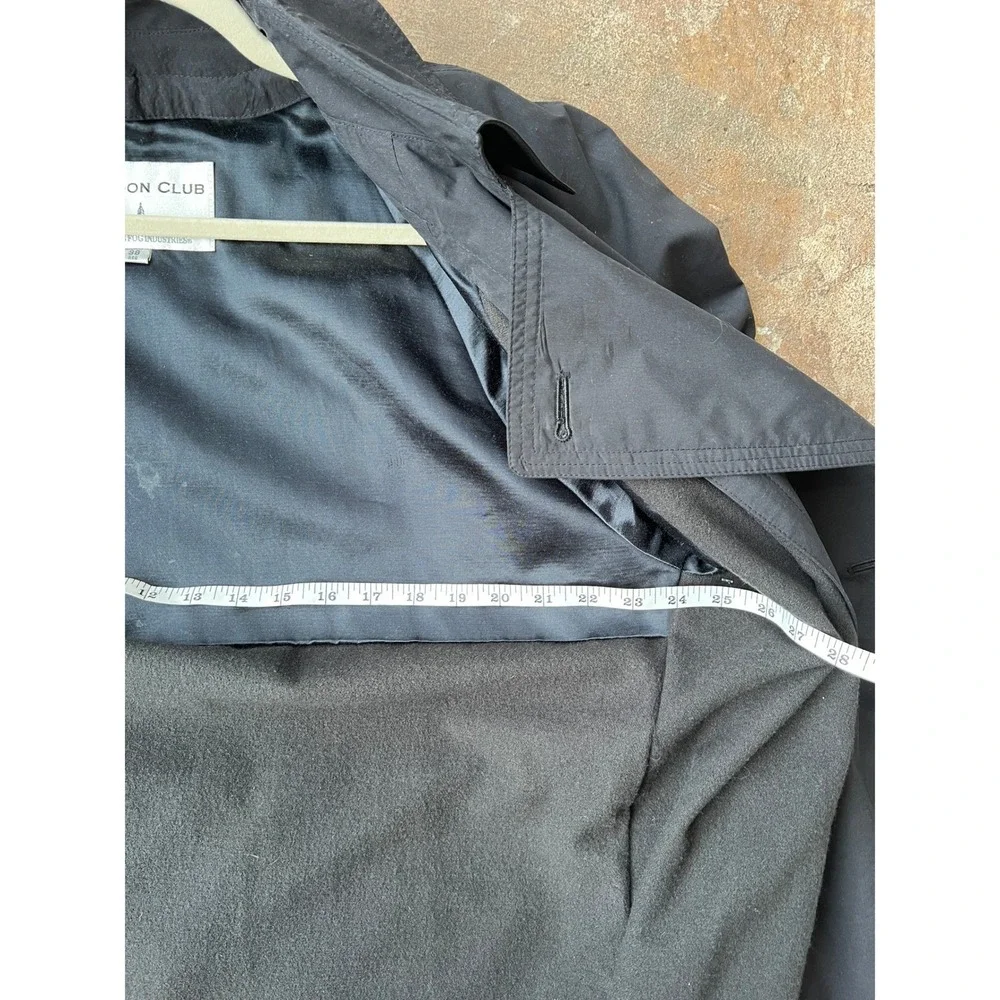 London Club Double‎ Breasted Men's Trench Coat Black Classic Long Old Money 38